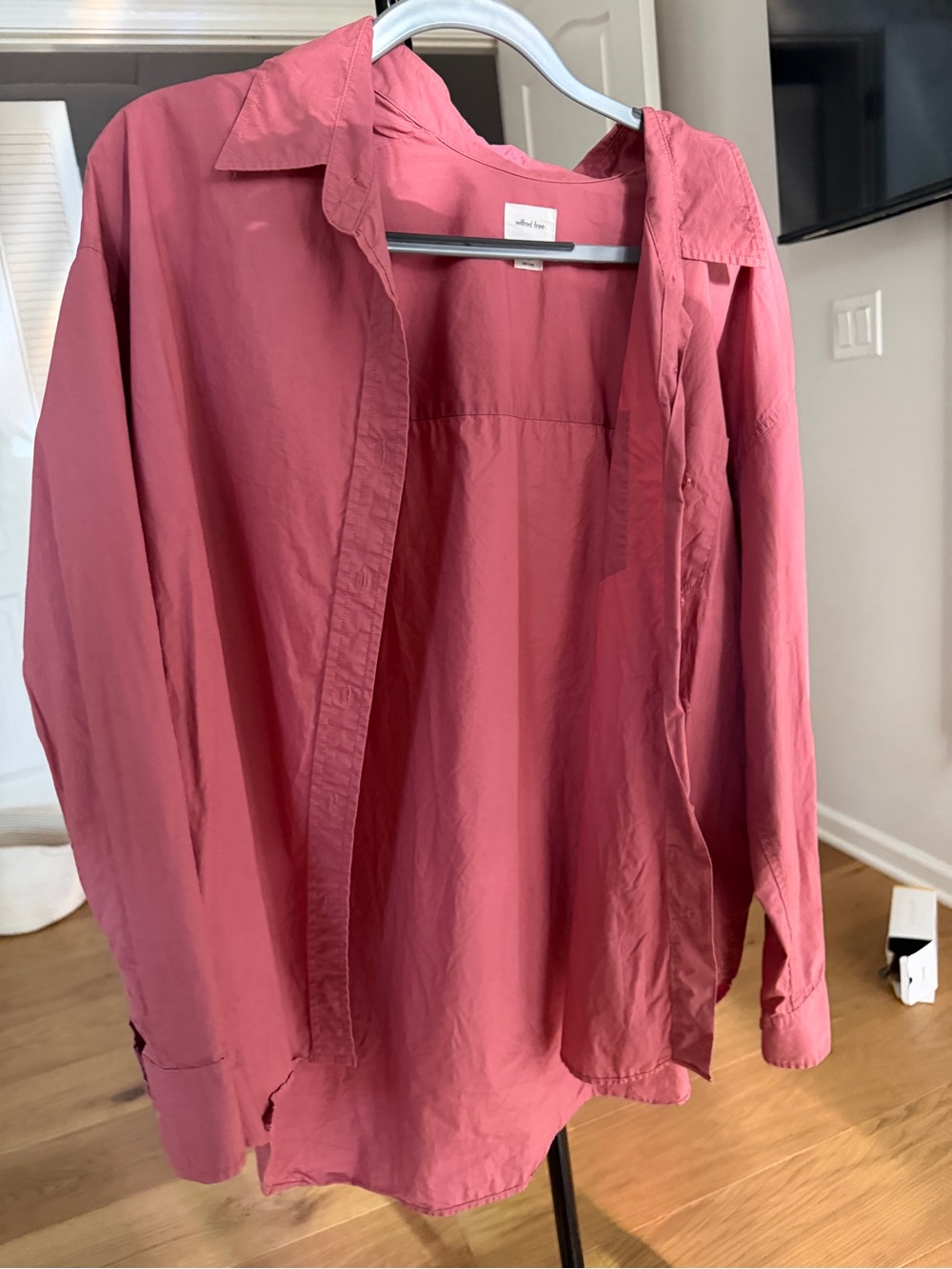 Aritzia Wilfred Free Dusty Rose Pink Button-Up Shirt Womens Small Oversized